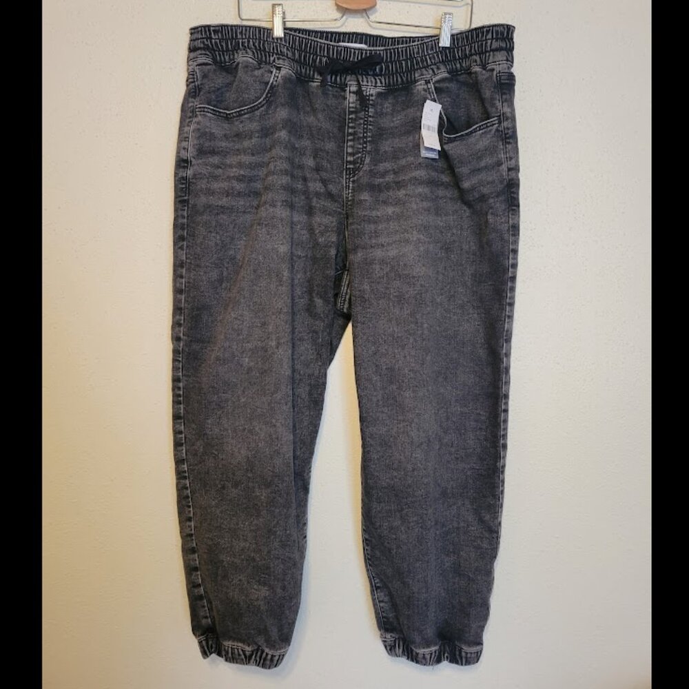 Lane Bryant Knit Denim Black Joggers Size 20 Pull-On Drawstring NWT